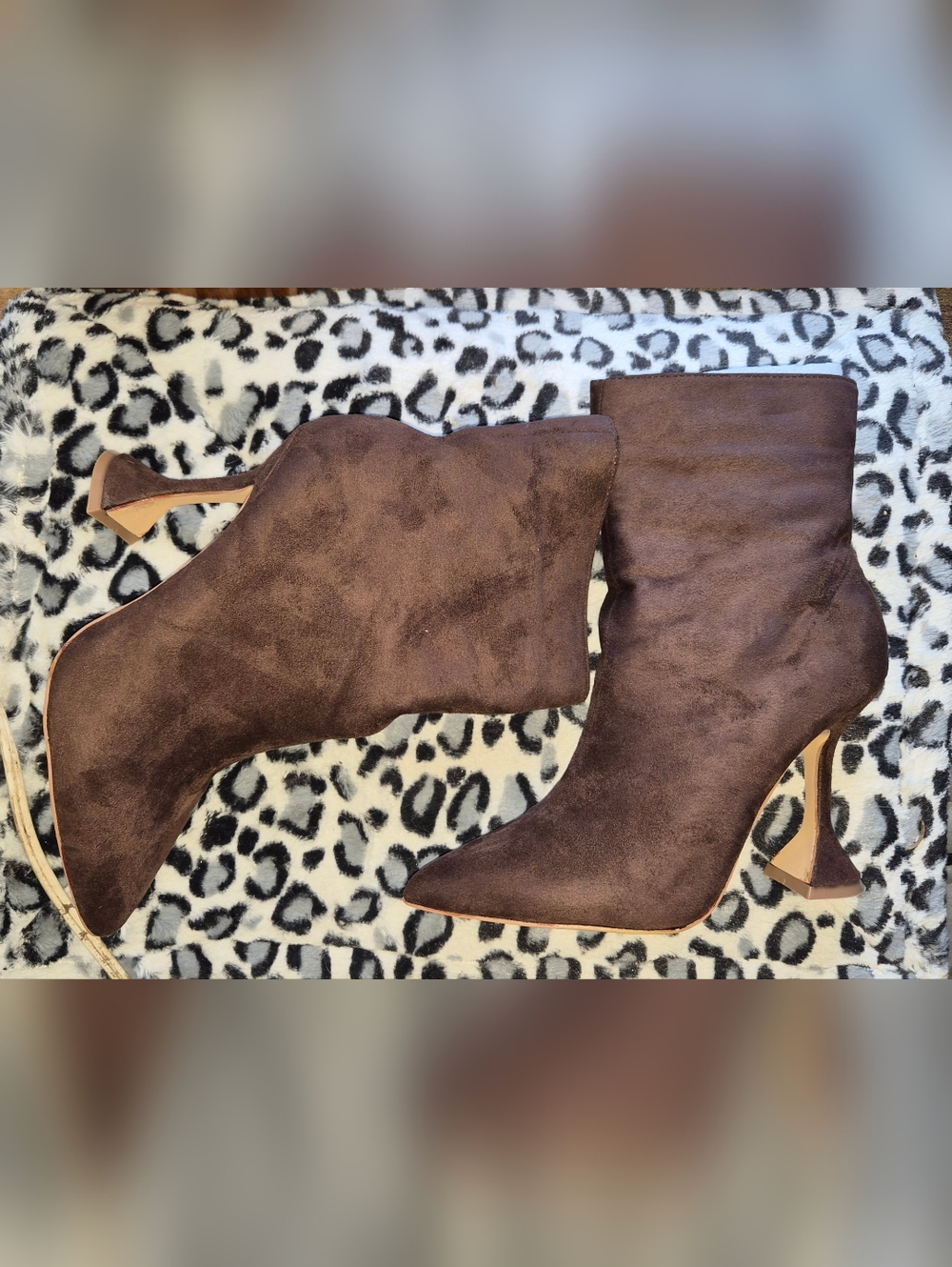Fashion Nova Brown Suede Pointed Toe Ankle Boots